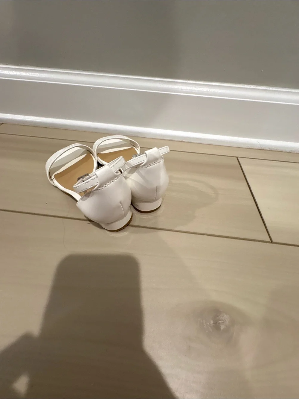 Girls' White Ankle-Strap Dress Sandals with Buckle